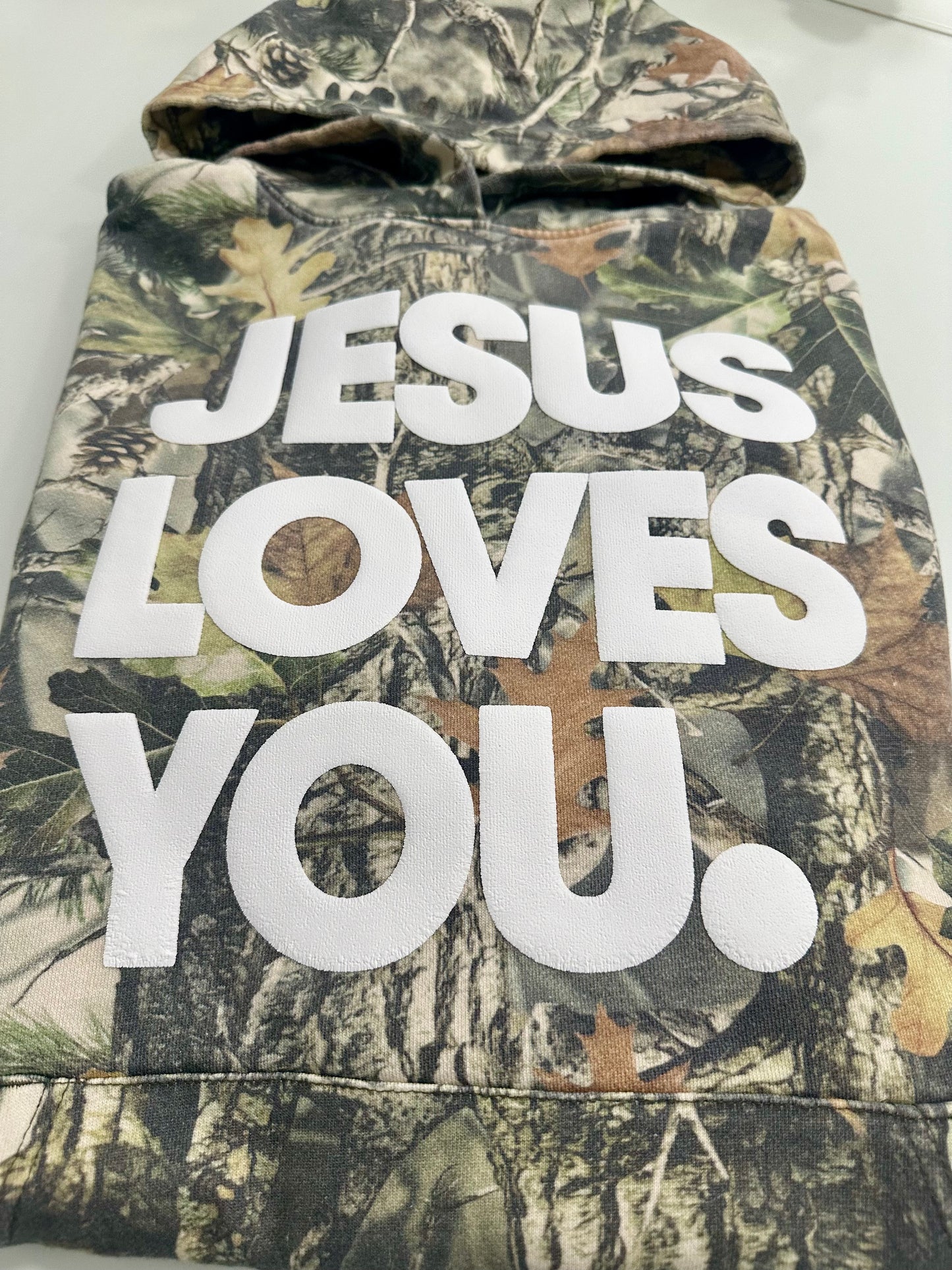 Jesus Loves You Vintage Camo Hoodie