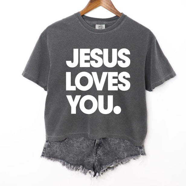Women Boxy T-shirt JESUS LOVES YOU