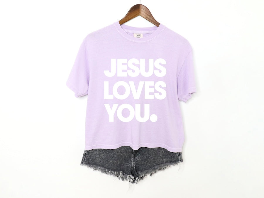 Women Boxy T-shirt JESUS LOVES YOU