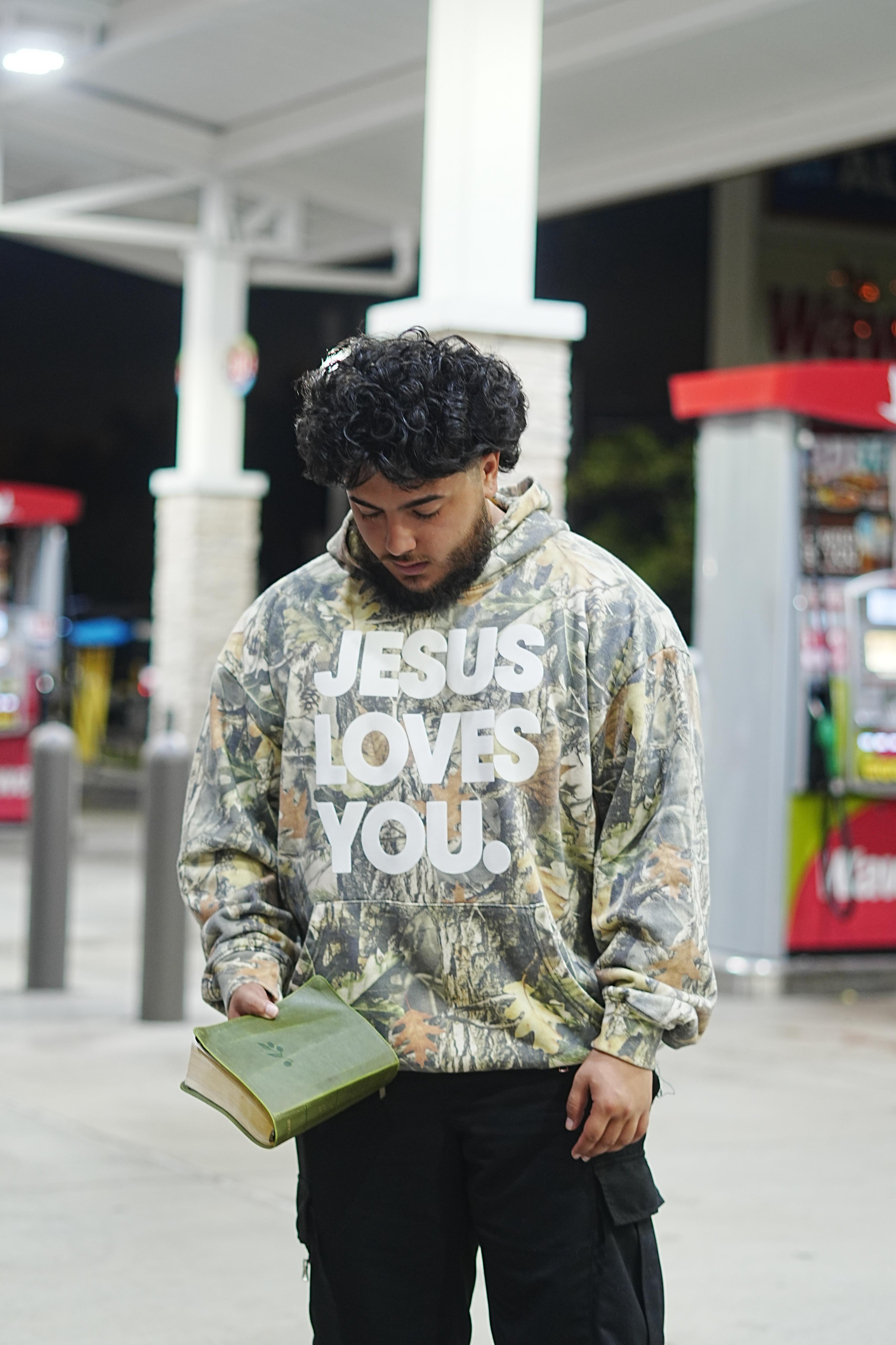 Jesus Loves You Vintage Camo Hoodie