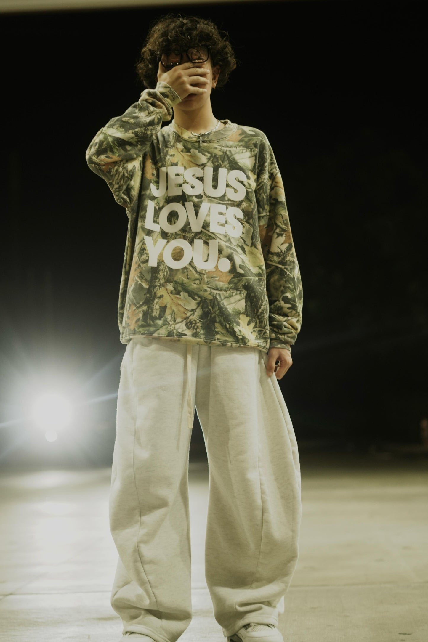 Jesus Loves You Camo Vintage Sweatshirt | Oversized Christian Streetwear