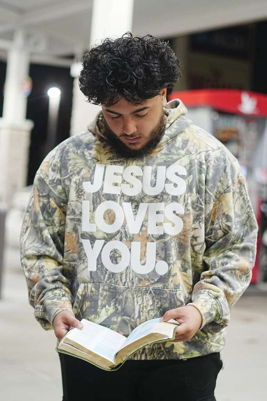 Jesus Loves You Vintage Camo Hoodie