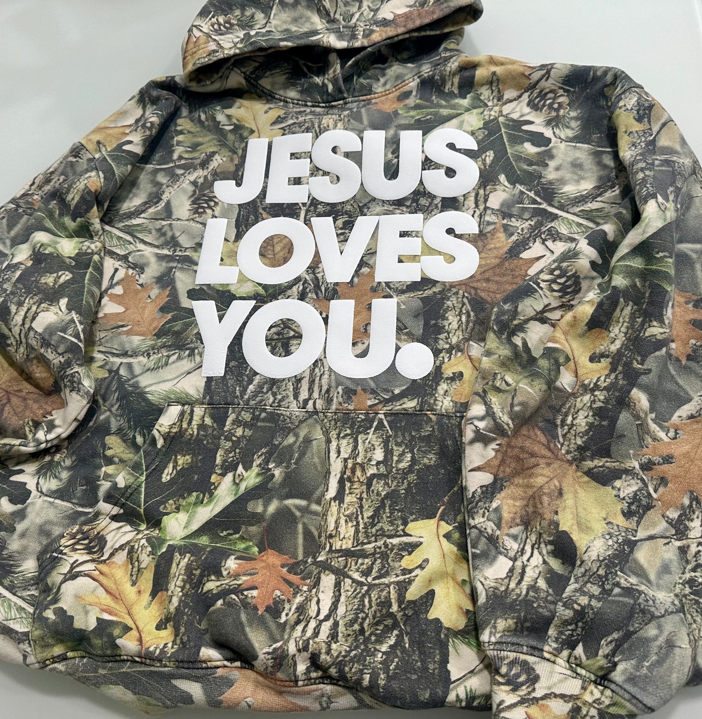 Jesus Loves You Vintage Camo Hoodie