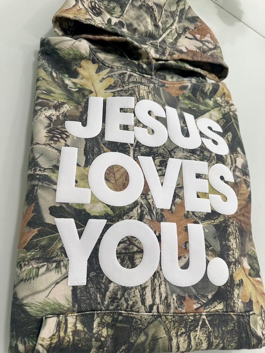 Jesus Loves You Vintage Camo Hoodie