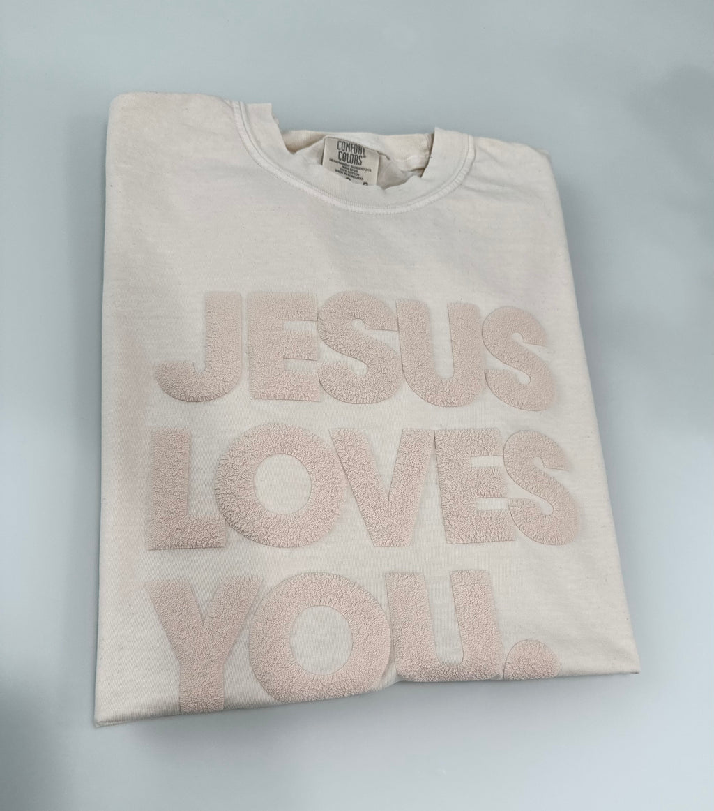 JESUS LOVES YOU short sleeve tone on tone