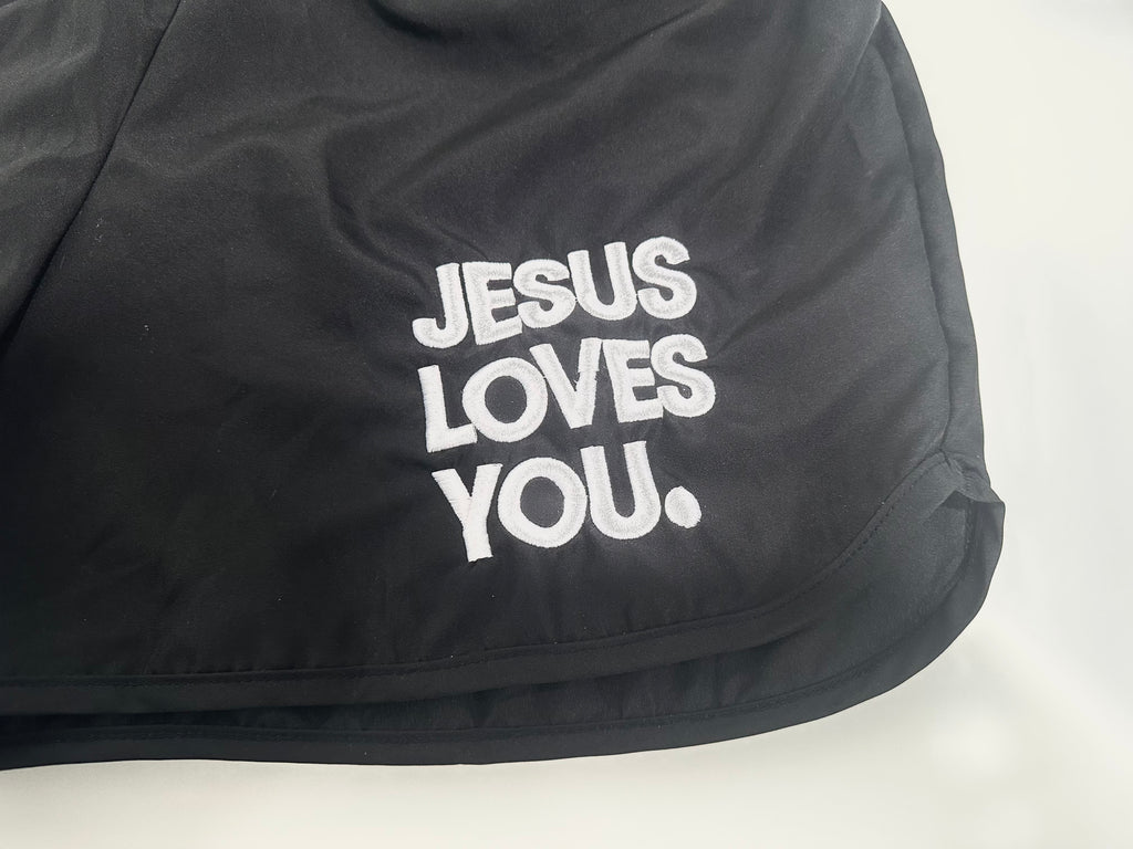 JESUS LOVES YOU  Embroidery Running Shorts