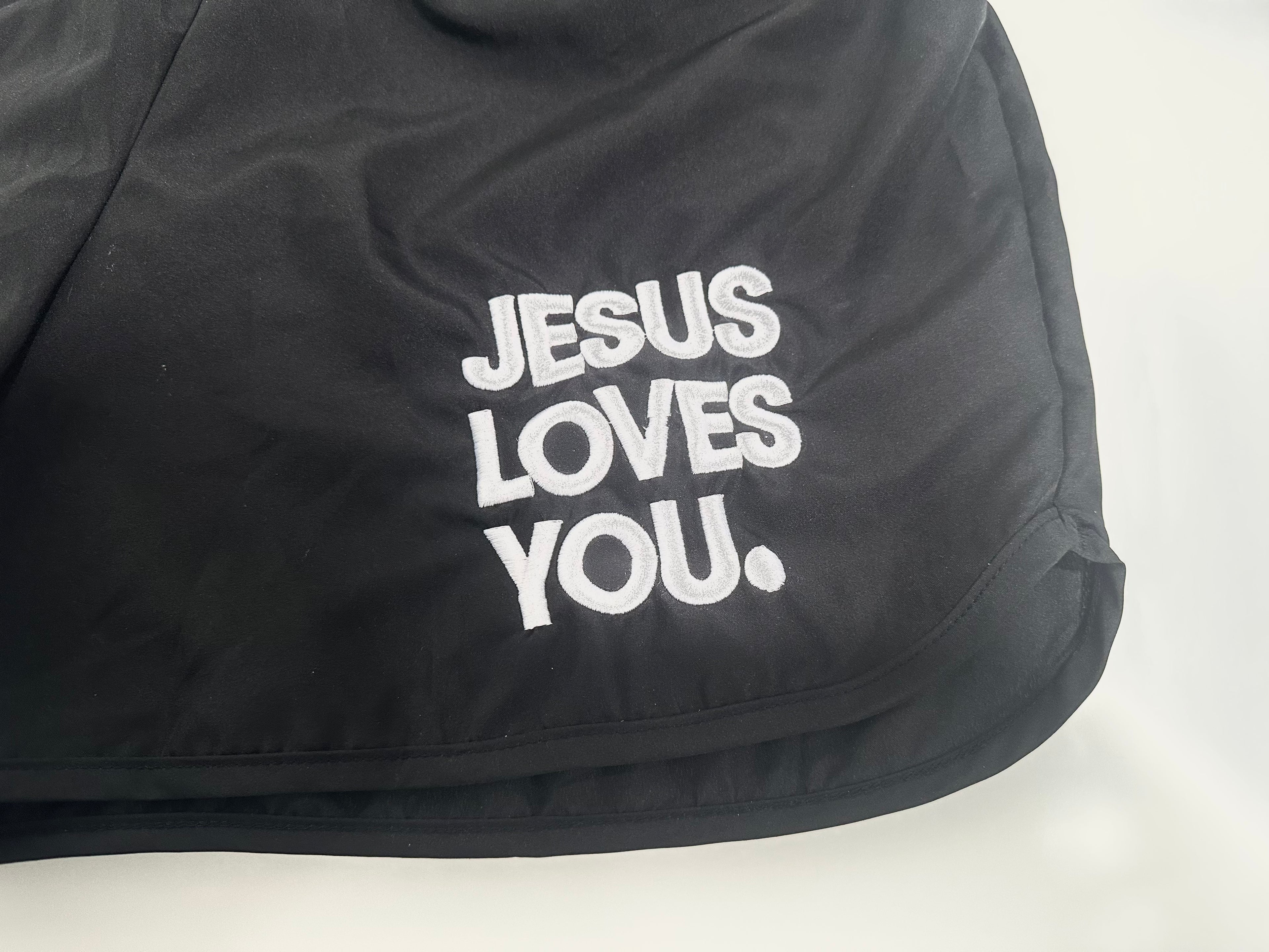 JESUS LOVES YOU  Embroidery Running Shorts