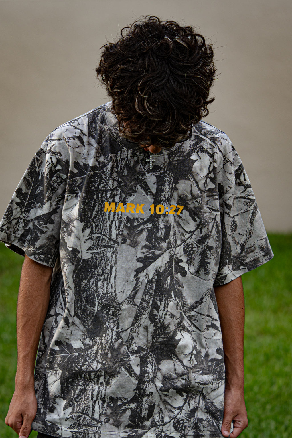 ONLY JESUS CAN. Gray Camo Oversized Heavyweight Tee