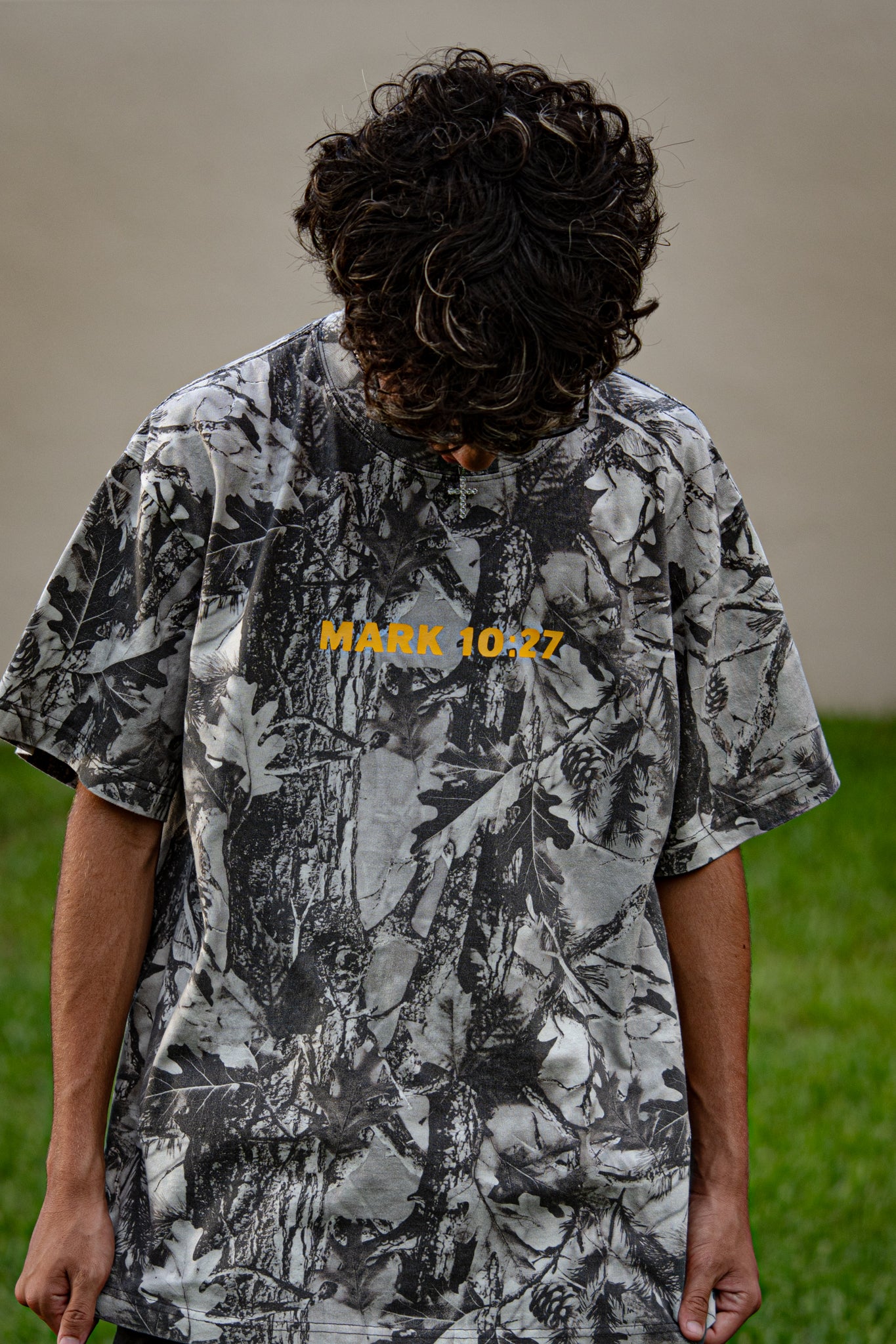ONLY JESUS CAN. Gray Camo Oversized Heavyweight Tee