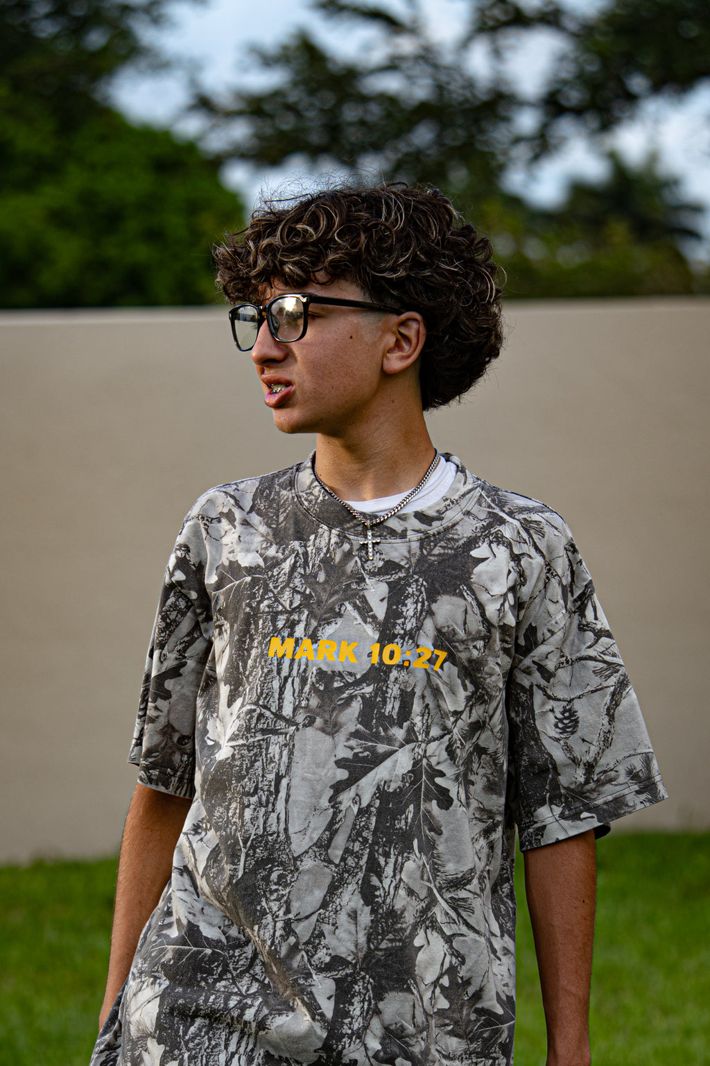 ONLY JESUS CAN. Gray Camo Oversized Heavyweight Tee
