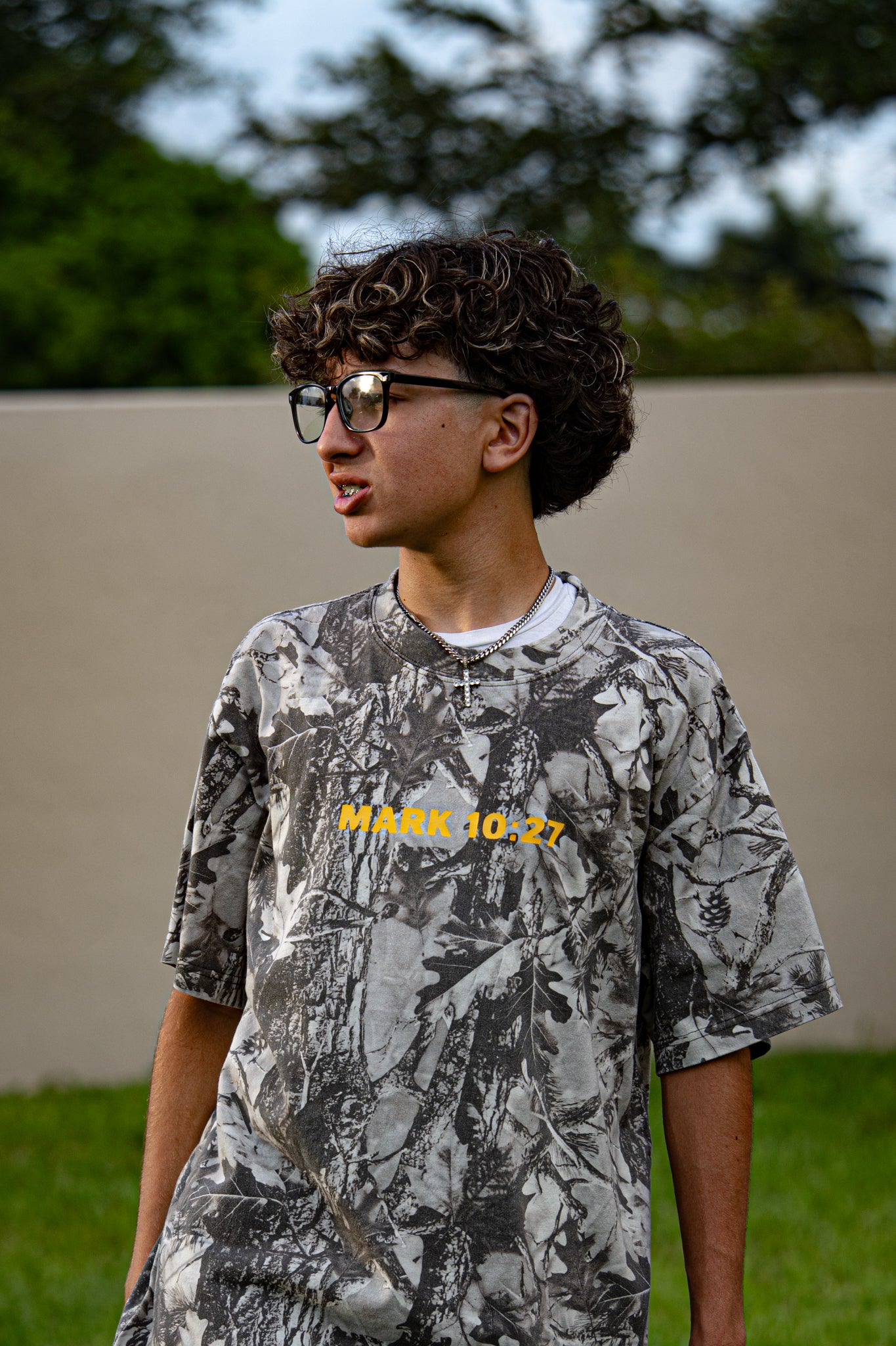 ONLY JESUS CAN. Gray Camo Oversized Heavyweight Tee