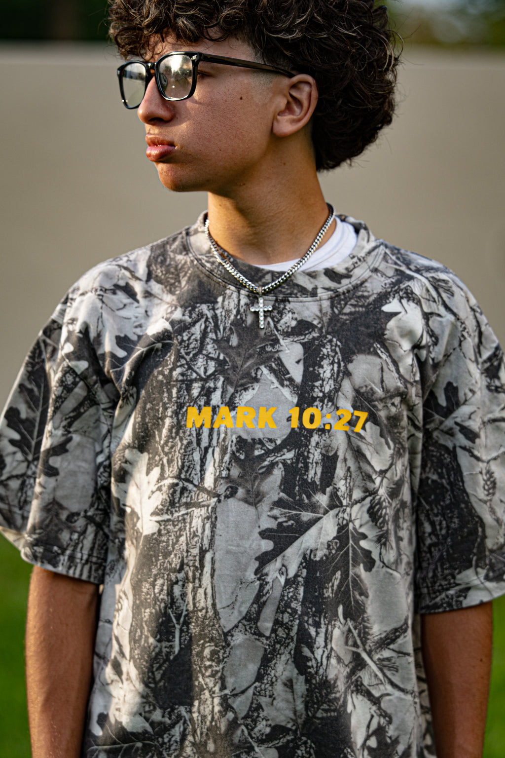 ONLY JESUS CAN. Gray Camo Oversized Heavyweight Tee