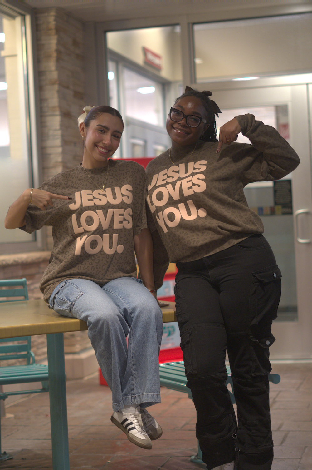 Vintage Leopard Print “Jesus Loves You” Oversized Tee