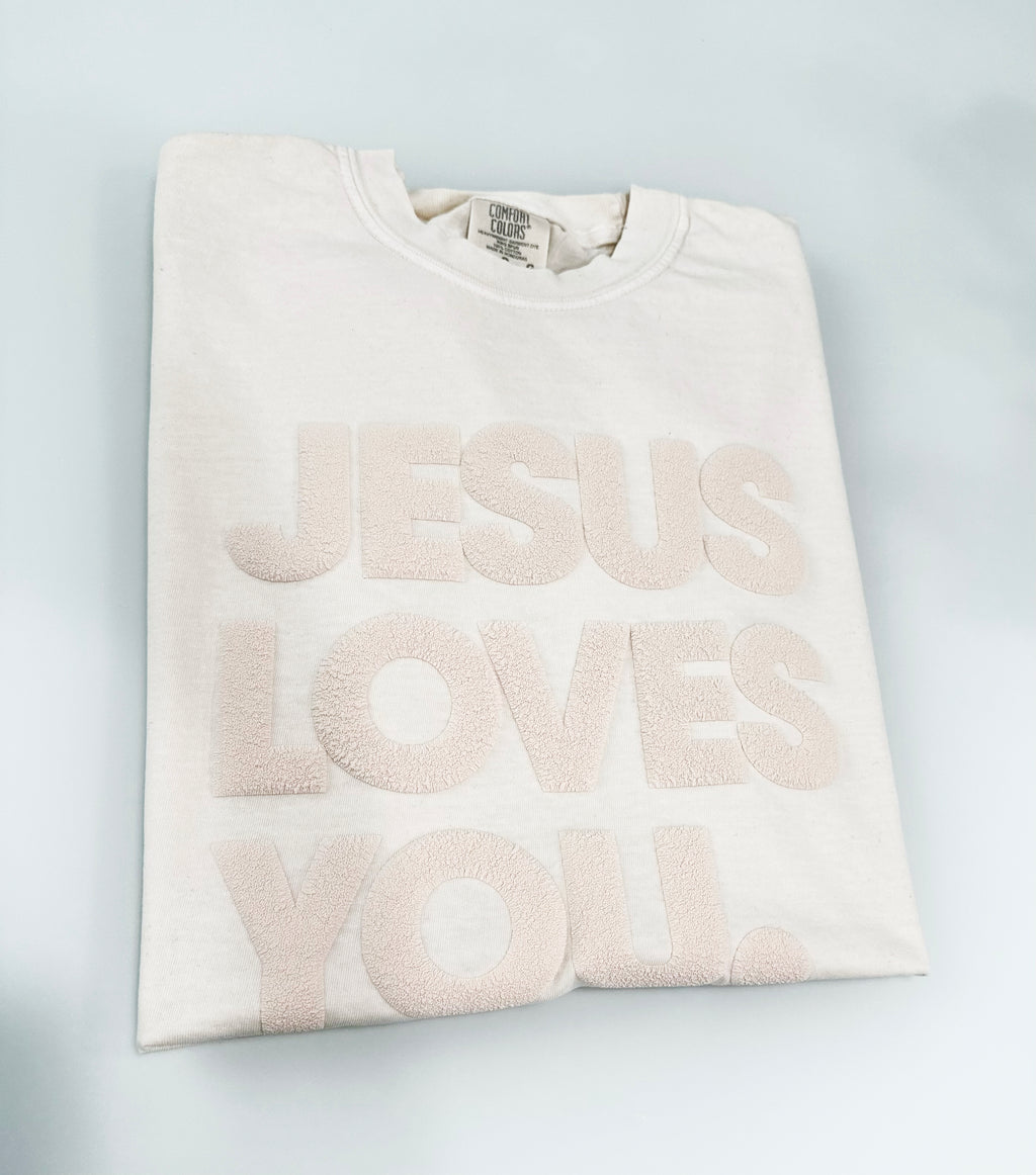 JESUS LOVES YOU short sleeve tone on tone