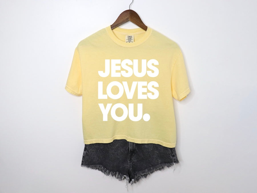 Women Boxy T-shirt  JESUS LOVES YOU