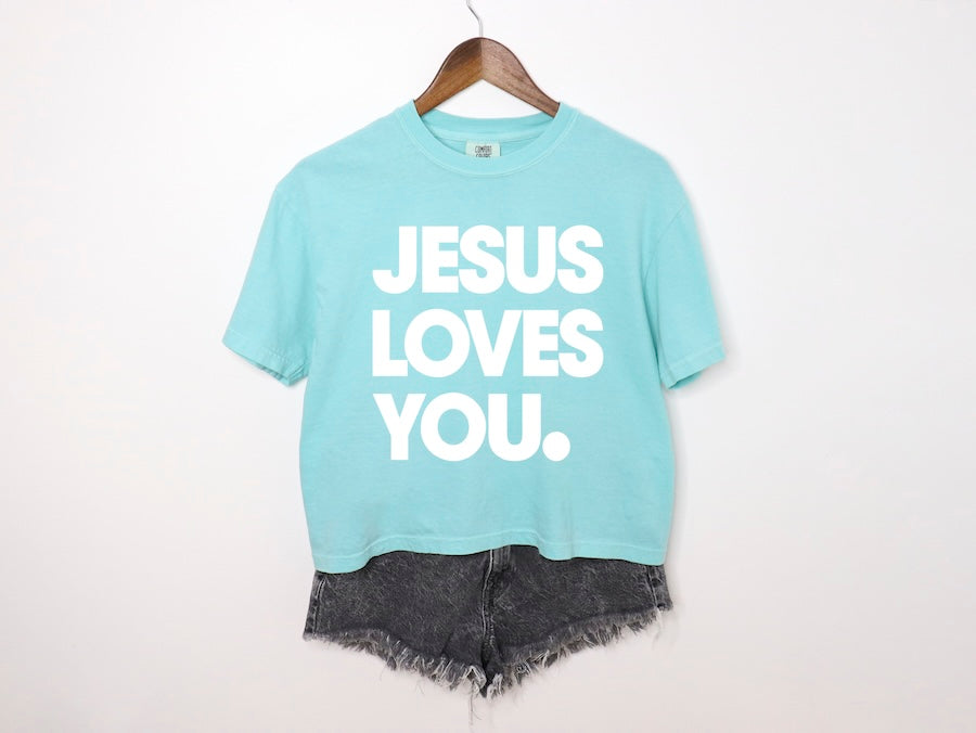 Women Boxy T-shirt  JESUS LOVES YOU