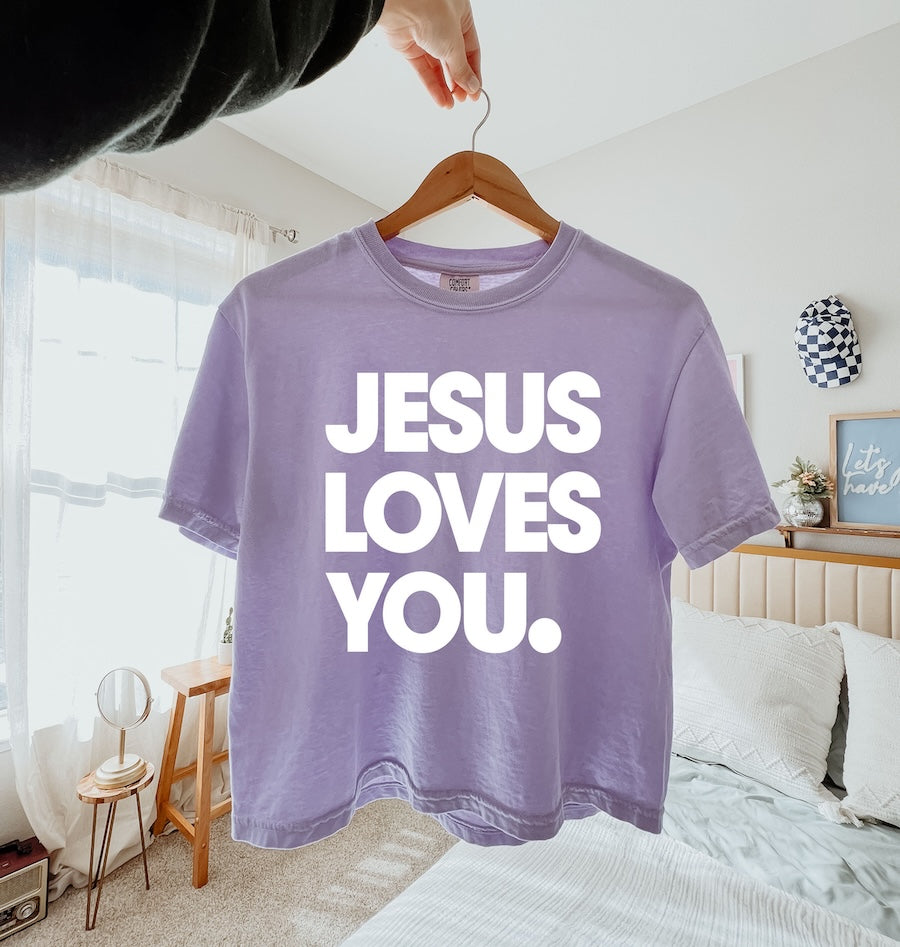 Women Boxy T-shirt  JESUS LOVES YOU