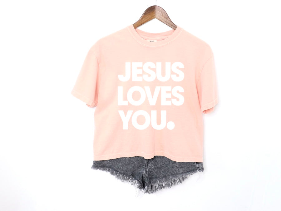 Women Boxy T-shirt  JESUS LOVES YOU