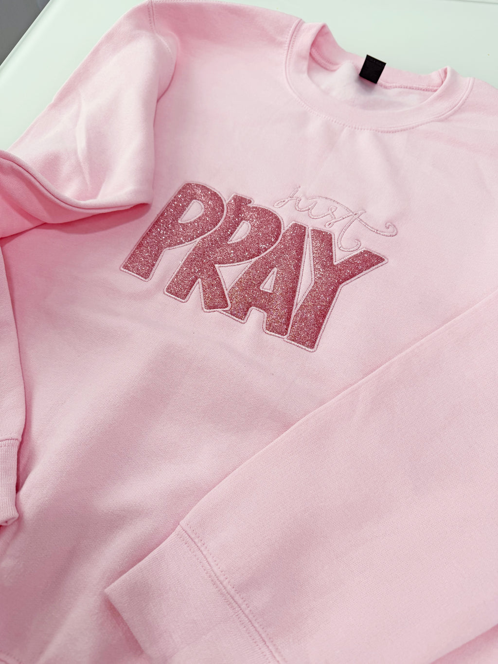 Just Pray Embroidered Sweatshirt, Christian Crewneck