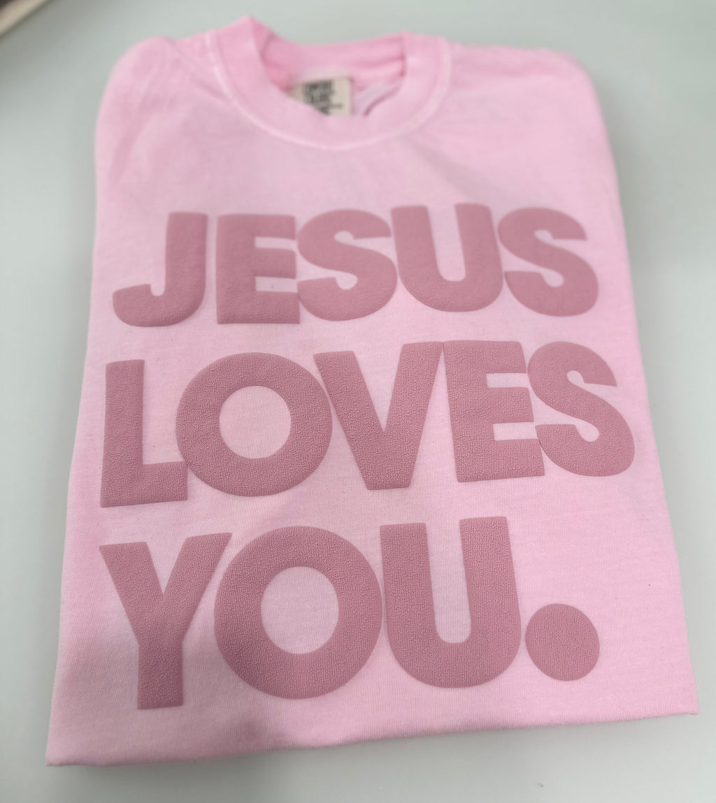 JESUS LOVES YOU short sleeve tone on tone
